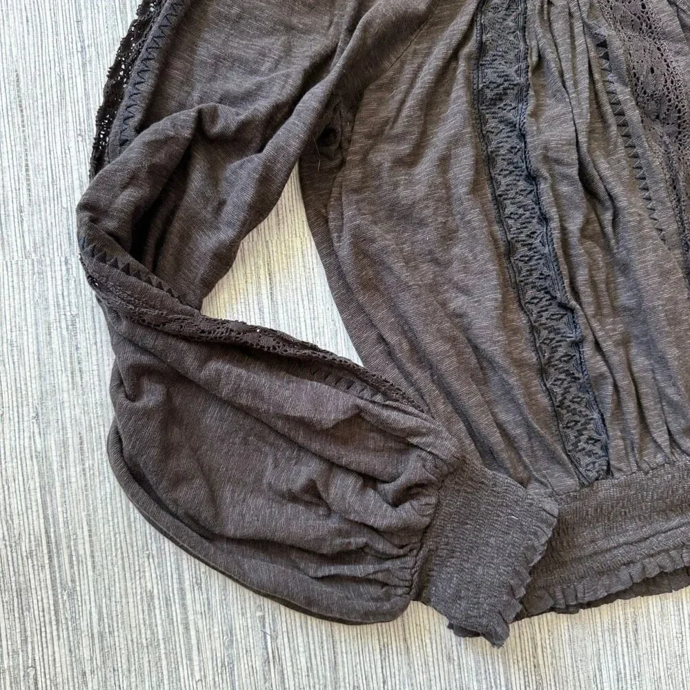 Free People Silverlake Boho Lace Up Blouse Medium NWT